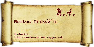Mentes Arikán névjegykártya